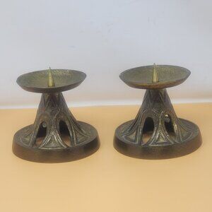 Pair Of‎ Vintage Mid-Century Modern Brass Candle Holders